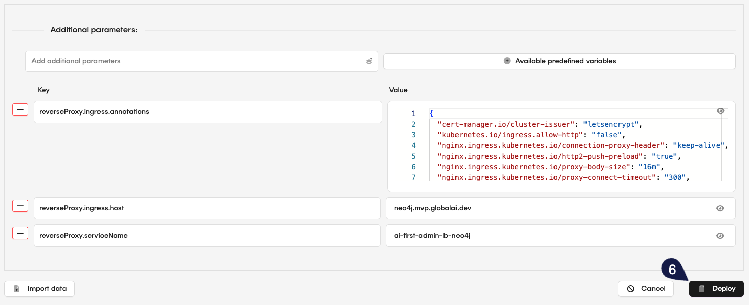 Deploy Template Page